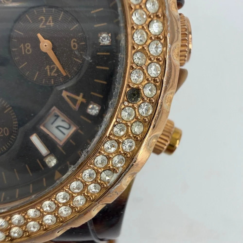 Michael Kors MK5416 Rose Gold Tortoise Shell Crystal Bezel Chronograph Watch